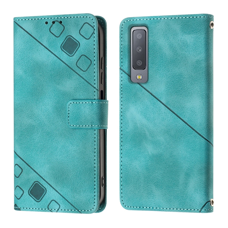 For Samsung Galaxy A7 2018 Skin-feel Embossed Leather Phone Case