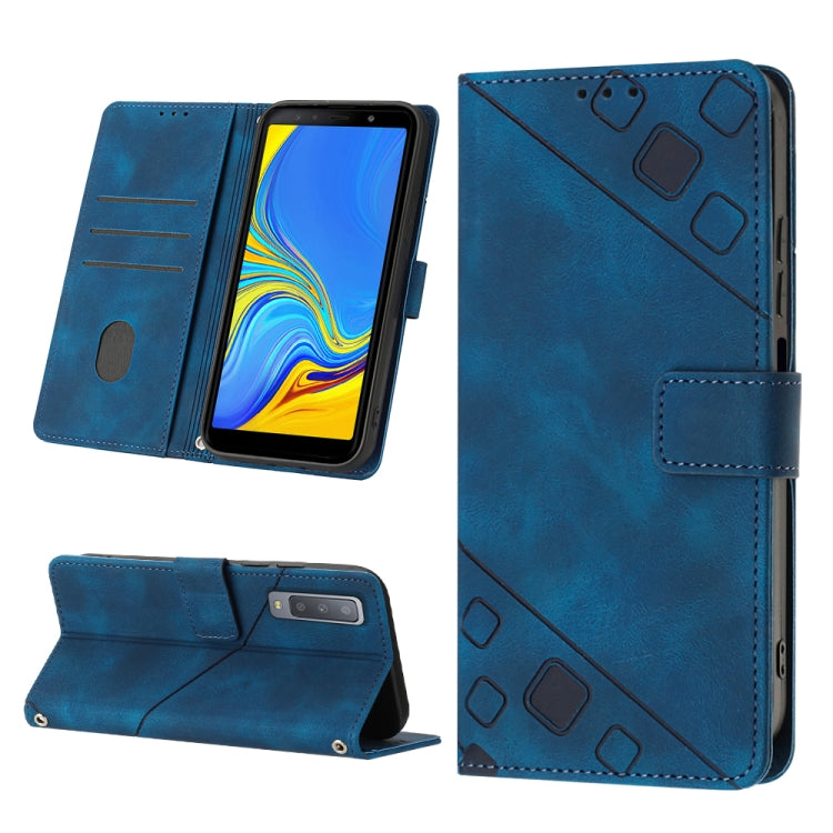 For Samsung Galaxy A7 2018 Skin-feel Embossed Leather Phone Case