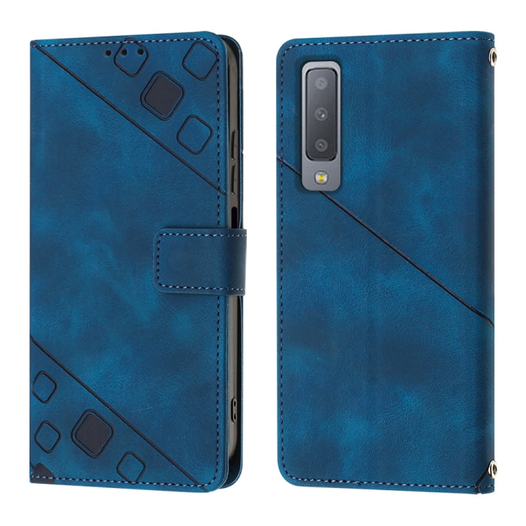 For Samsung Galaxy A7 2018 Skin-feel Embossed Leather Phone Case