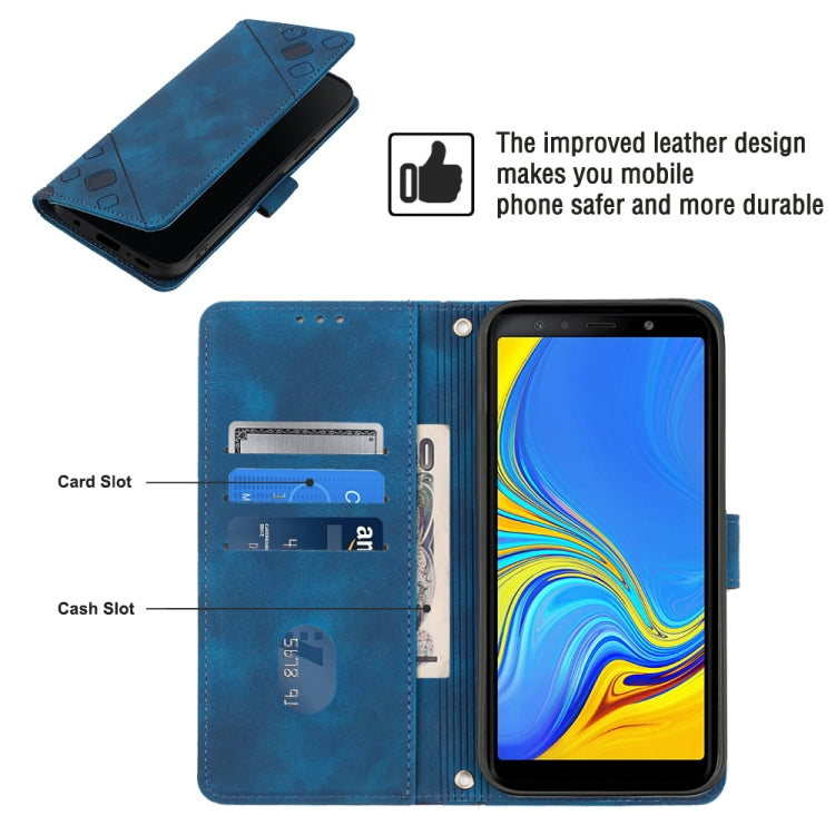For Samsung Galaxy A7 2018 Skin-feel Embossed Leather Phone Case