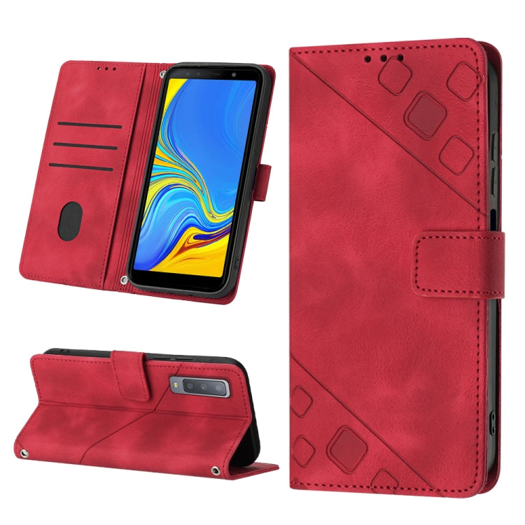 For Samsung Galaxy A7 2018 Skin-feel Embossed Leather Phone Case