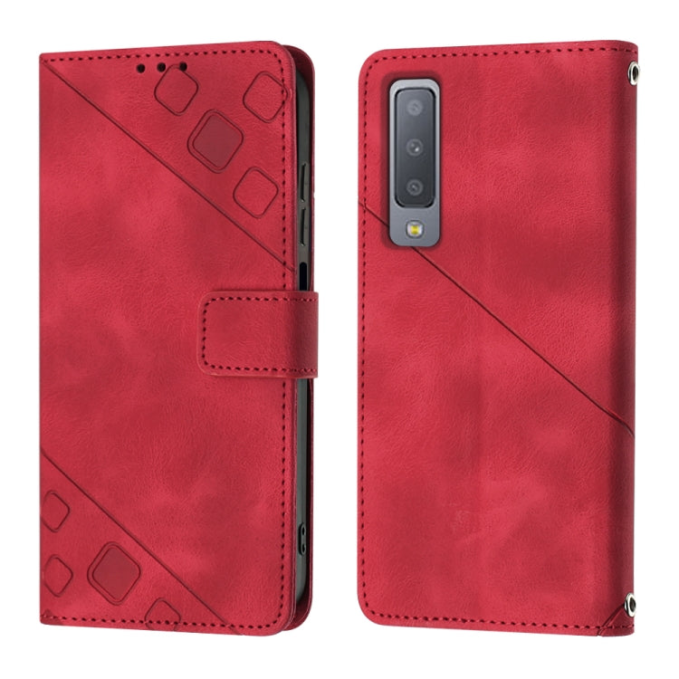 For Samsung Galaxy A7 2018 Skin-feel Embossed Leather Phone Case