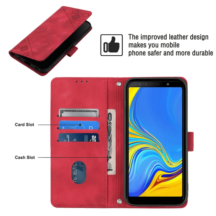 For Samsung Galaxy A7 2018 Skin-feel Embossed Leather Phone Case