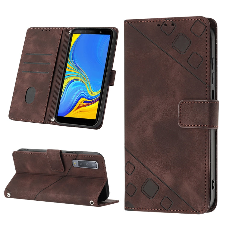For Samsung Galaxy A7 2018 Skin-feel Embossed Leather Phone Case
