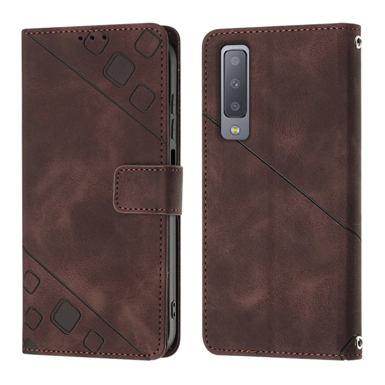 For Samsung Galaxy A7 2018 Skin-feel Embossed Leather Phone Case