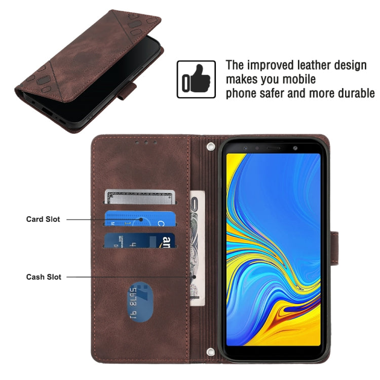 For Samsung Galaxy A7 2018 Skin-feel Embossed Leather Phone Case