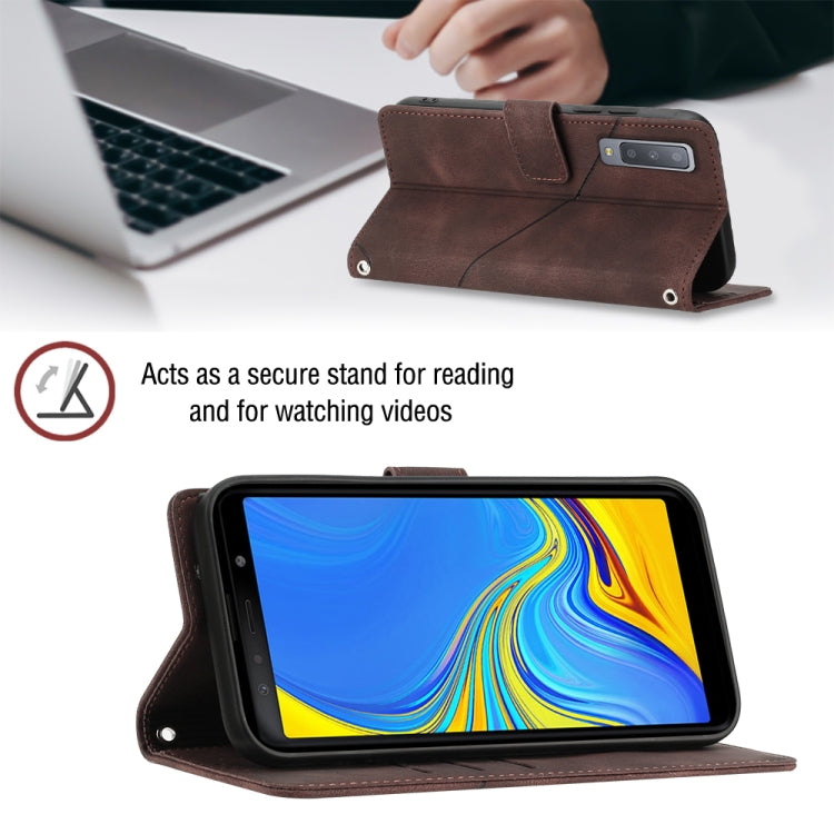 For Samsung Galaxy A7 2018 Skin-feel Embossed Leather Phone Case