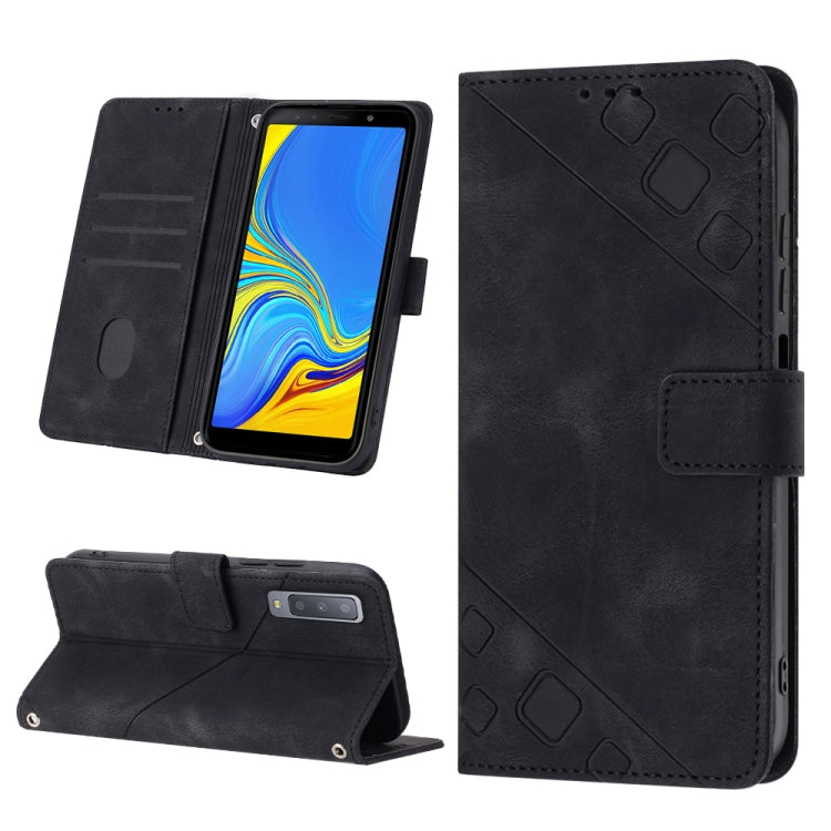 For Samsung Galaxy A7 2018 Skin-feel Embossed Leather Phone Case