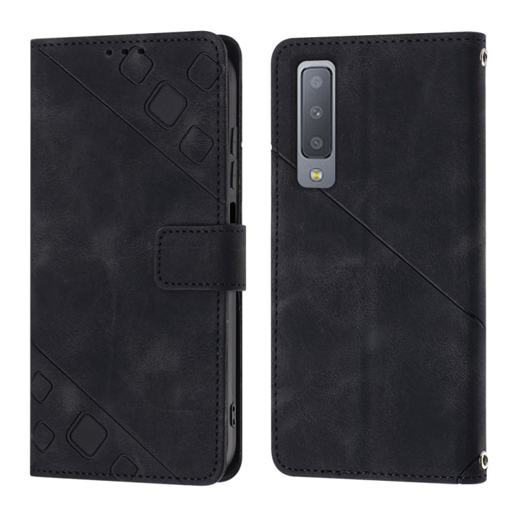 For Samsung Galaxy A7 2018 Skin-feel Embossed Leather Phone Case