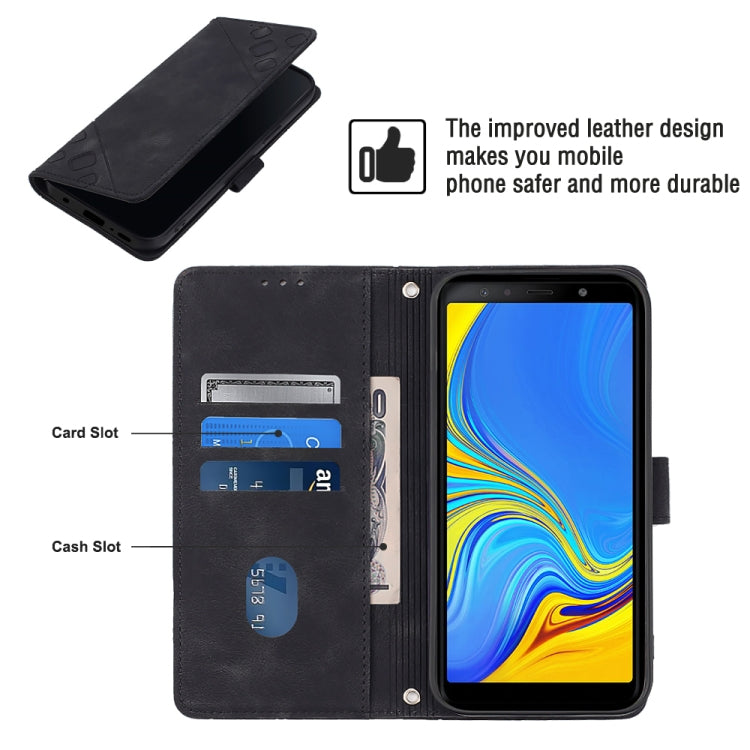 For Samsung Galaxy A7 2018 Skin-feel Embossed Leather Phone Case