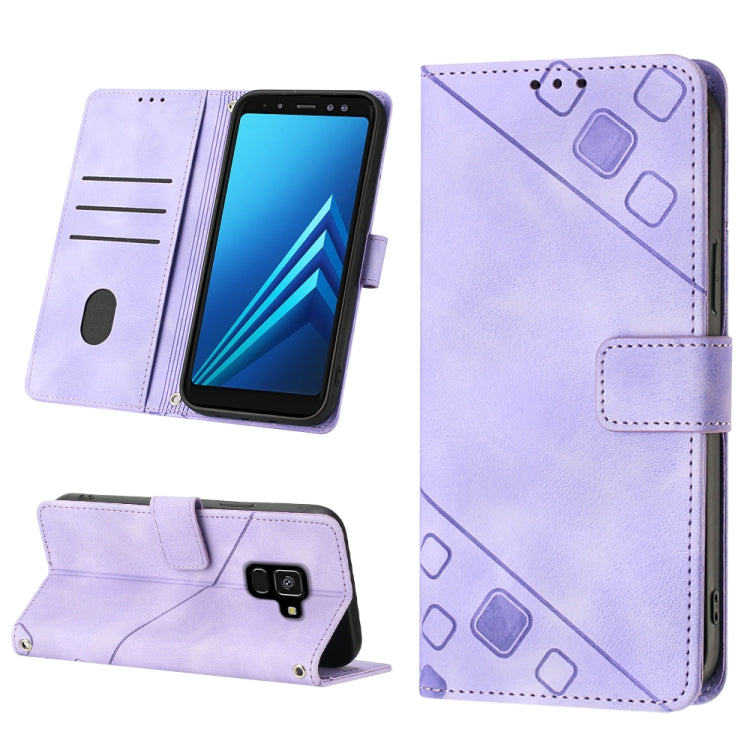 For Samsung Galaxy A8 / A5 2018 Skin-feel Embossed Leather Phone Case