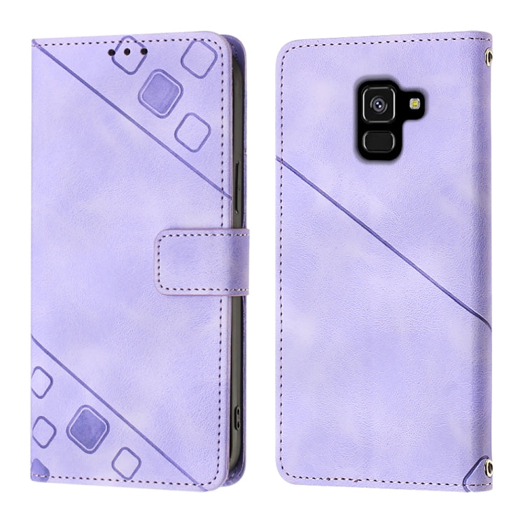 For Samsung Galaxy A8 / A5 2018 Skin-feel Embossed Leather Phone Case