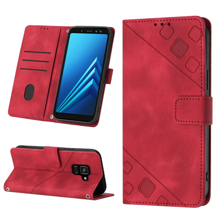For Samsung Galaxy A8 / A5 2018 Skin-feel Embossed Leather Phone Case