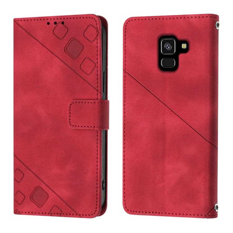 For Samsung Galaxy A8 / A5 2018 Skin-feel Embossed Leather Phone Case