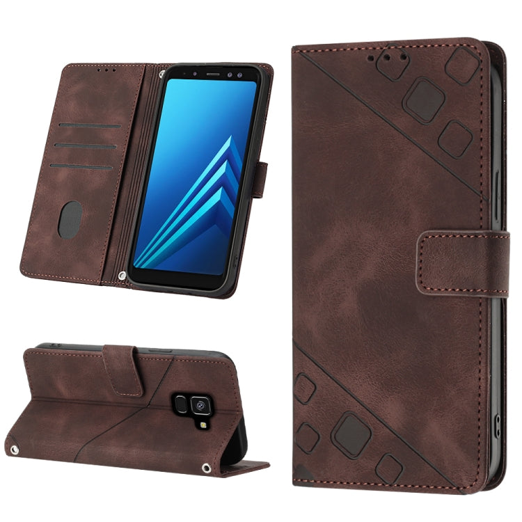 For Samsung Galaxy A8 / A5 2018 Skin-feel Embossed Leather Phone Case