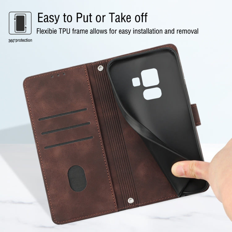 For Samsung Galaxy A8 / A5 2018 Skin-feel Embossed Leather Phone Case