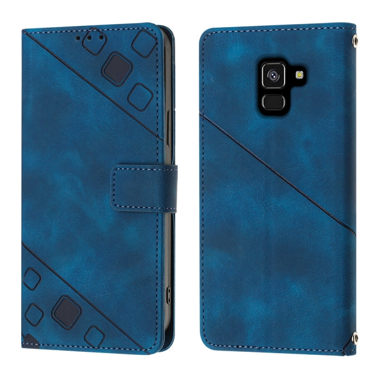 For Samsung Galaxy A8+ 2018 Skin-feel Embossed Leather Phone Case