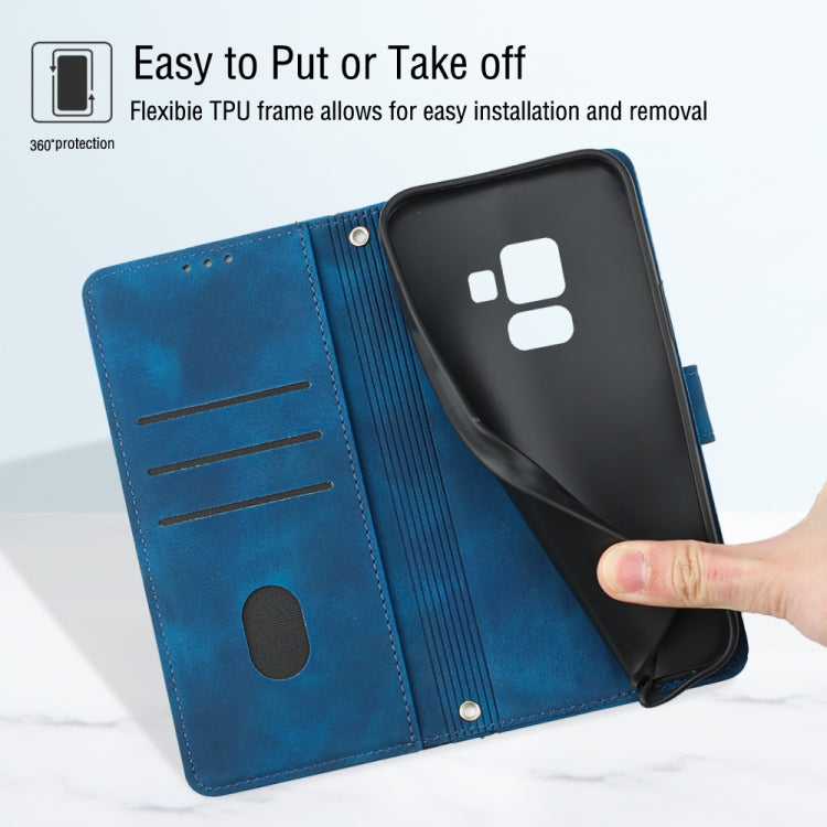 For Samsung Galaxy A8+ 2018 Skin-feel Embossed Leather Phone Case