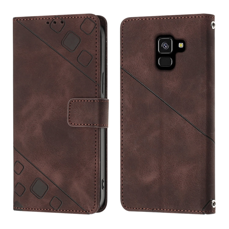 For Samsung Galaxy A8+ 2018 Skin-feel Embossed Leather Phone Case