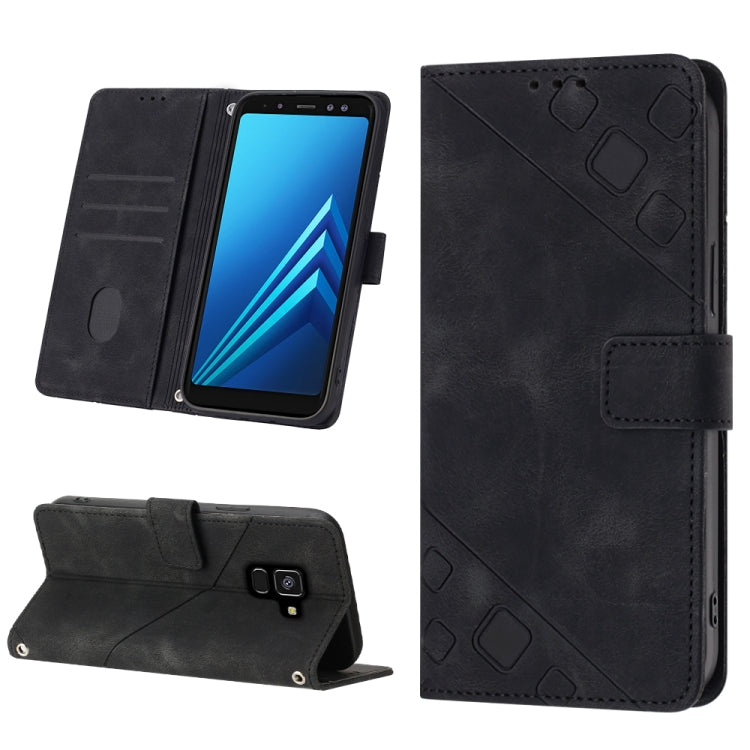 For Samsung Galaxy A8+ 2018 Skin-feel Embossed Leather Phone Case