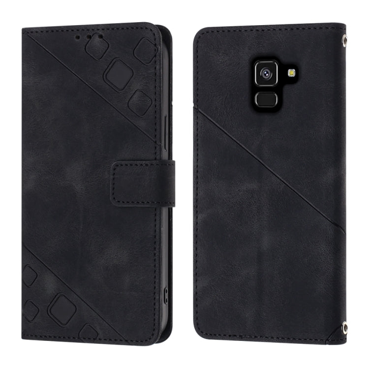 For Samsung Galaxy A8+ 2018 Skin-feel Embossed Leather Phone Case