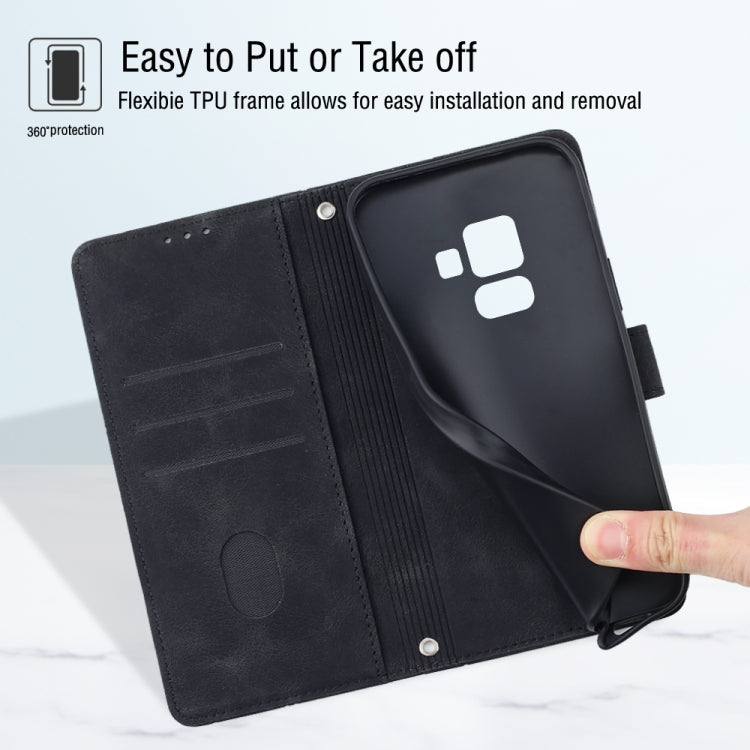 For Samsung Galaxy A8+ 2018 Skin-feel Embossed Leather Phone Case