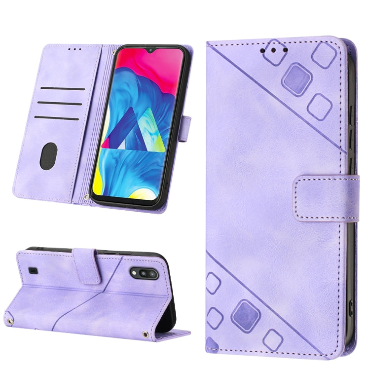 For Samsung Galaxy A10 / M10 Skin-feel Embossed Leather Phone Case