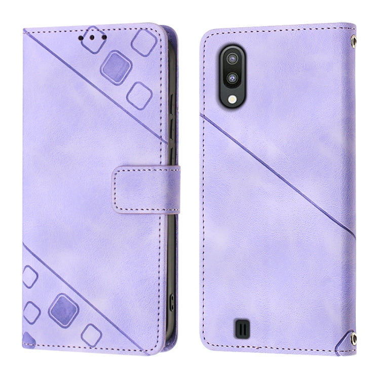 For Samsung Galaxy A10 / M10 Skin-feel Embossed Leather Phone Case