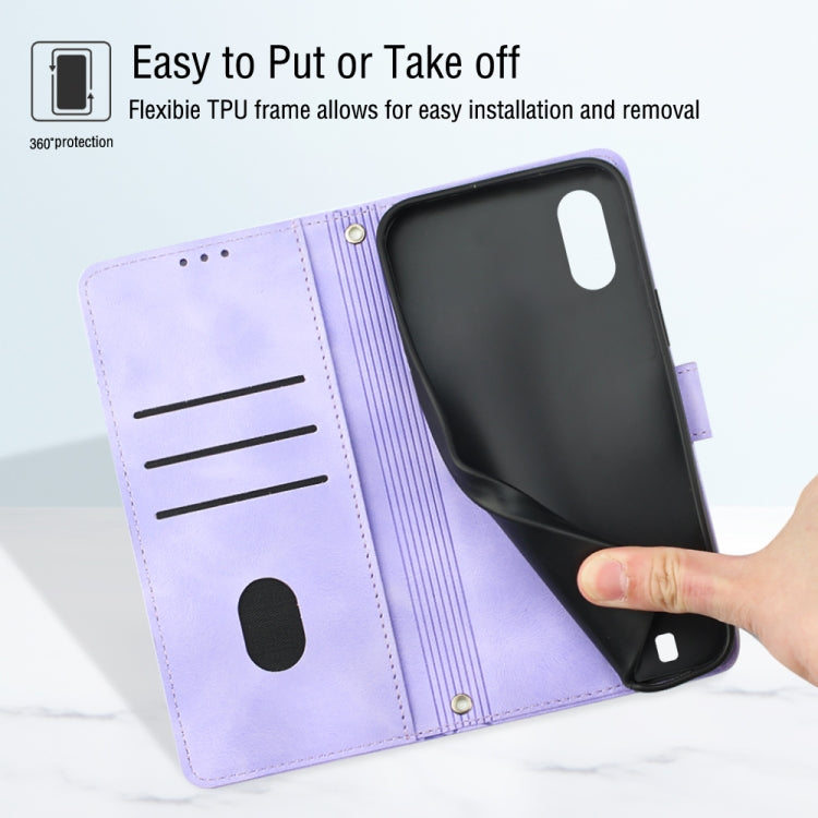 For Samsung Galaxy A10 / M10 Skin-feel Embossed Leather Phone Case