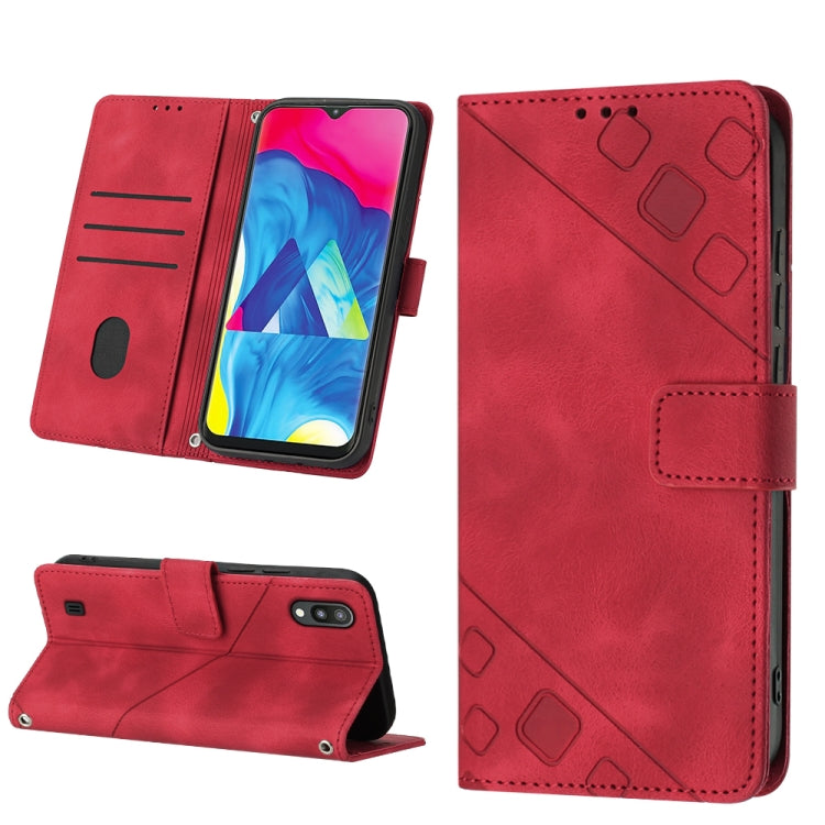 For Samsung Galaxy A10 / M10 Skin-feel Embossed Leather Phone Case