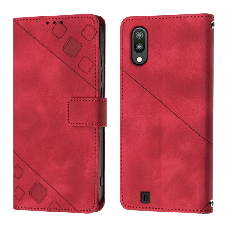 For Samsung Galaxy A10 / M10 Skin-feel Embossed Leather Phone Case