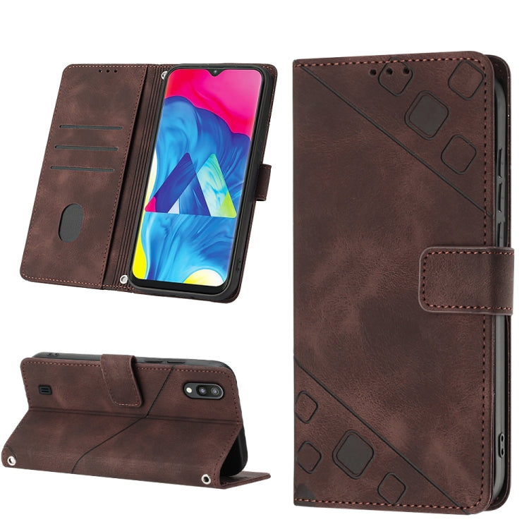 For Samsung Galaxy A10 / M10 Skin-feel Embossed Leather Phone Case
