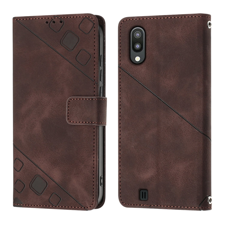 For Samsung Galaxy A10 / M10 Skin-feel Embossed Leather Phone Case