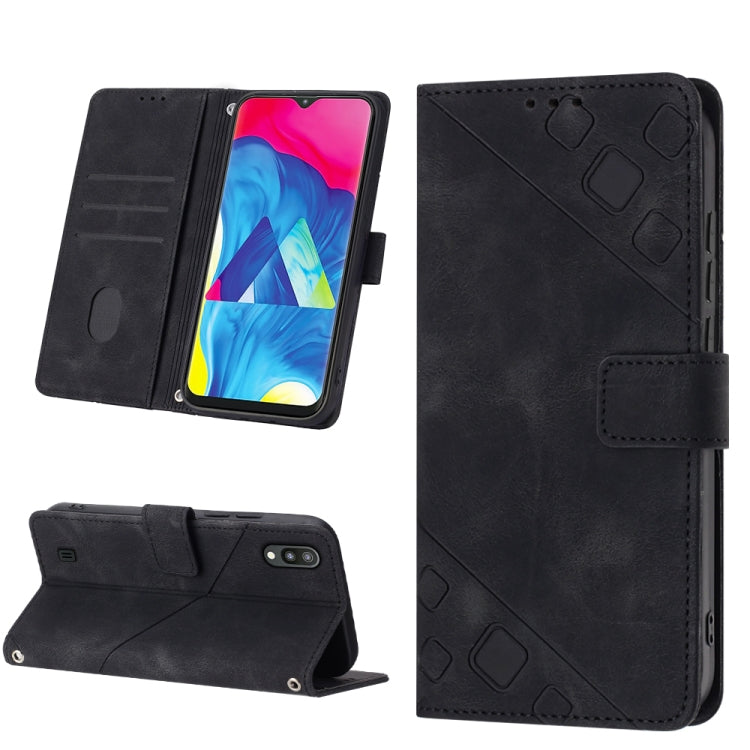 For Samsung Galaxy A10 / M10 Skin-feel Embossed Leather Phone Case