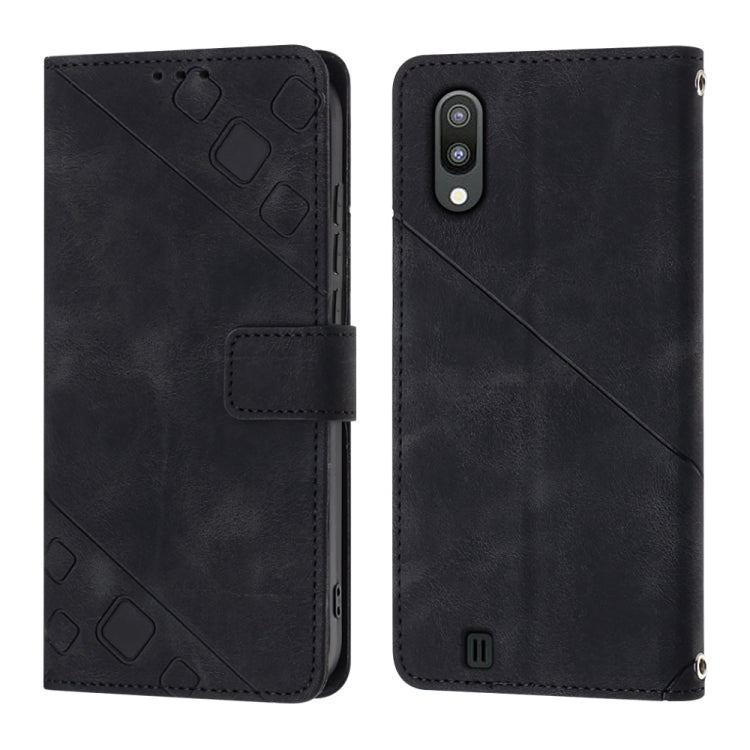 For Samsung Galaxy A10 / M10 Skin-feel Embossed Leather Phone Case
