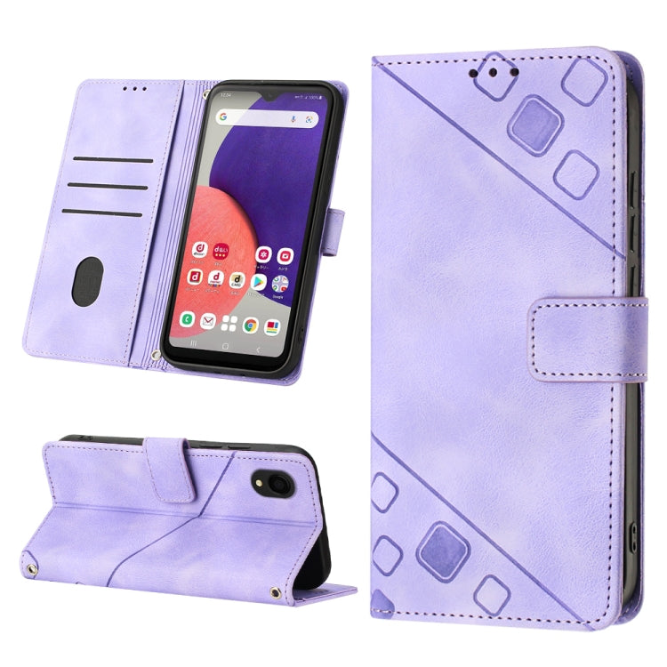 For Samsung Galaxy A22 5G JP Version Skin-feel Embossed Leather Phone Case