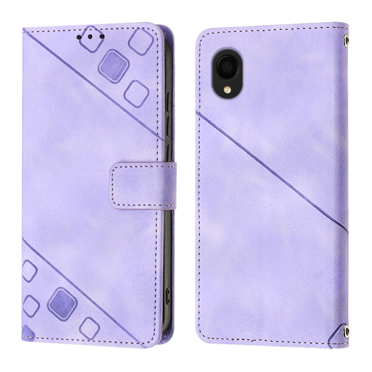 For Samsung Galaxy A22 5G JP Version Skin-feel Embossed Leather Phone Case