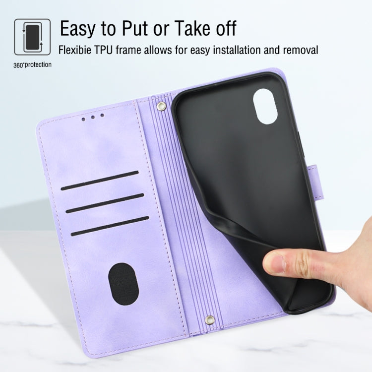 For Samsung Galaxy A22 5G JP Version Skin-feel Embossed Leather Phone Case