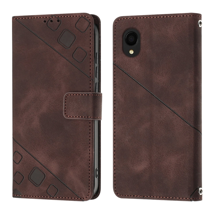 For Samsung Galaxy A22 5G JP Version Skin-feel Embossed Leather Phone Case