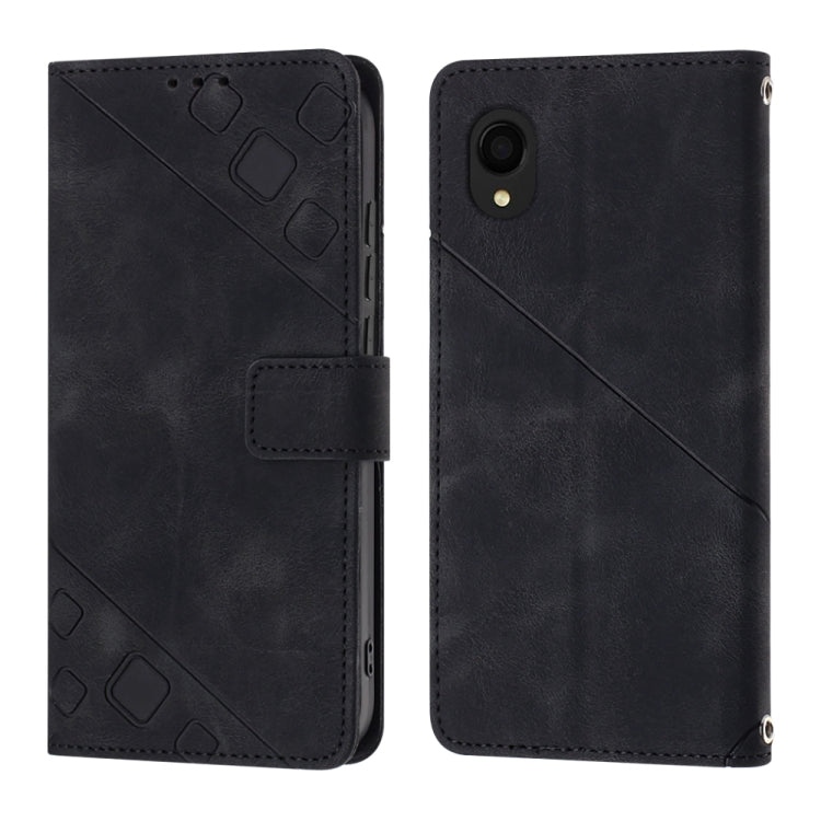 For Samsung Galaxy A22 5G JP Version Skin-feel Embossed Leather Phone Case