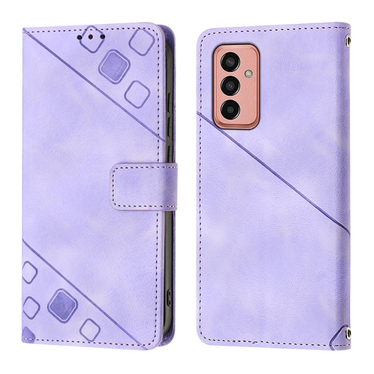 For Samsung Galaxy M13 Global Skin-feel Embossed Leather Phone Case