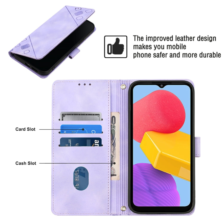 For Samsung Galaxy M13 Global Skin-feel Embossed Leather Phone Case