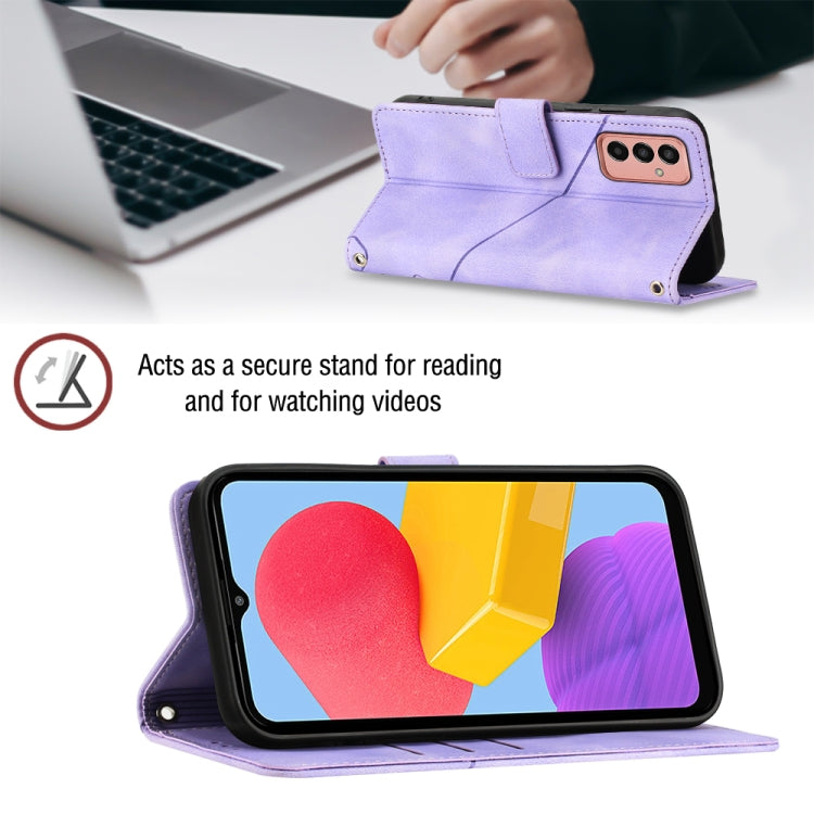 For Samsung Galaxy M13 Global Skin-feel Embossed Leather Phone Case