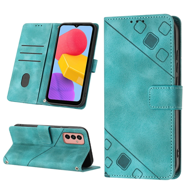 For Samsung Galaxy M13 Global Skin-feel Embossed Leather Phone Case