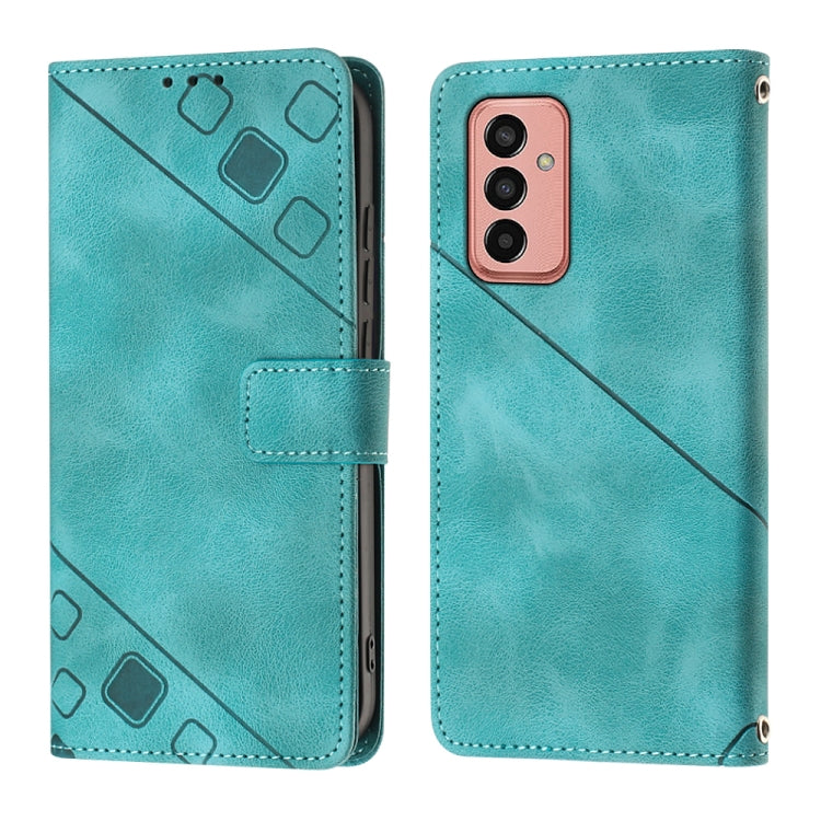 For Samsung Galaxy M13 Global Skin-feel Embossed Leather Phone Case