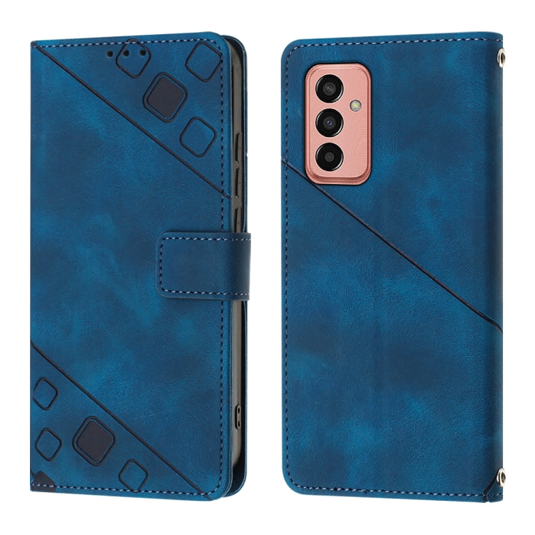 For Samsung Galaxy M13 Global Skin-feel Embossed Leather Phone Case