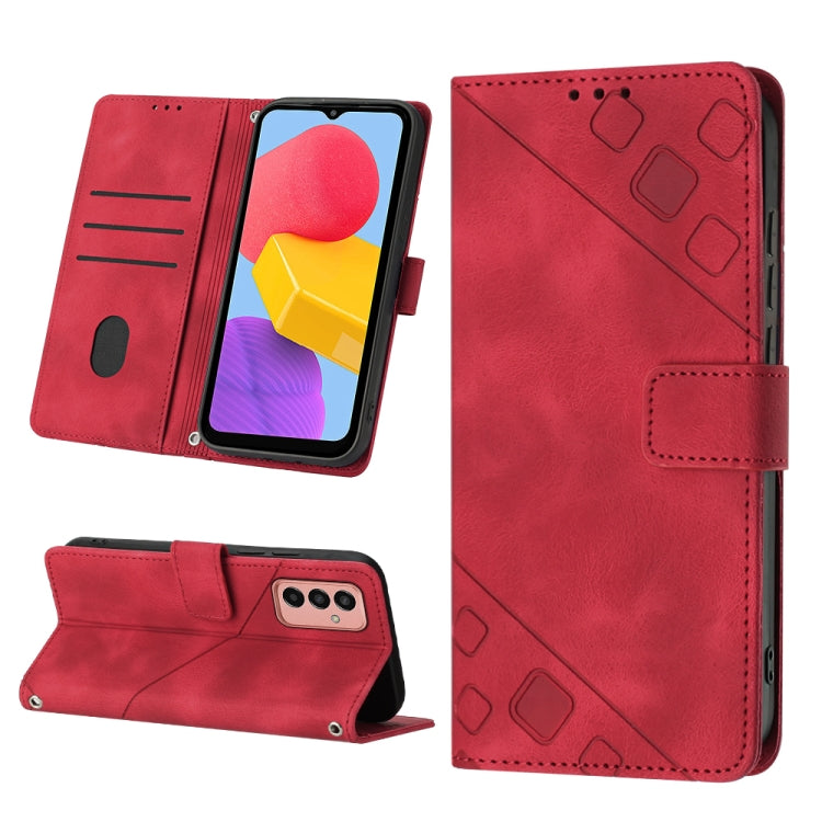 For Samsung Galaxy M13 Global Skin-feel Embossed Leather Phone Case