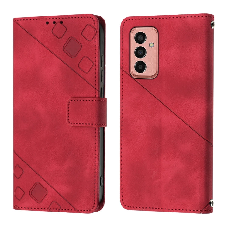 For Samsung Galaxy M13 Global Skin-feel Embossed Leather Phone Case