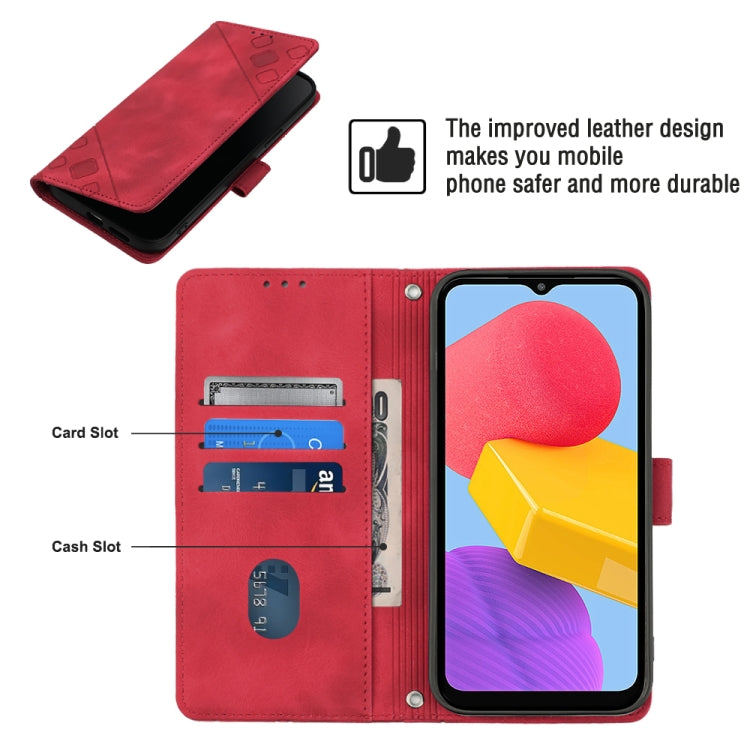 For Samsung Galaxy M13 Global Skin-feel Embossed Leather Phone Case