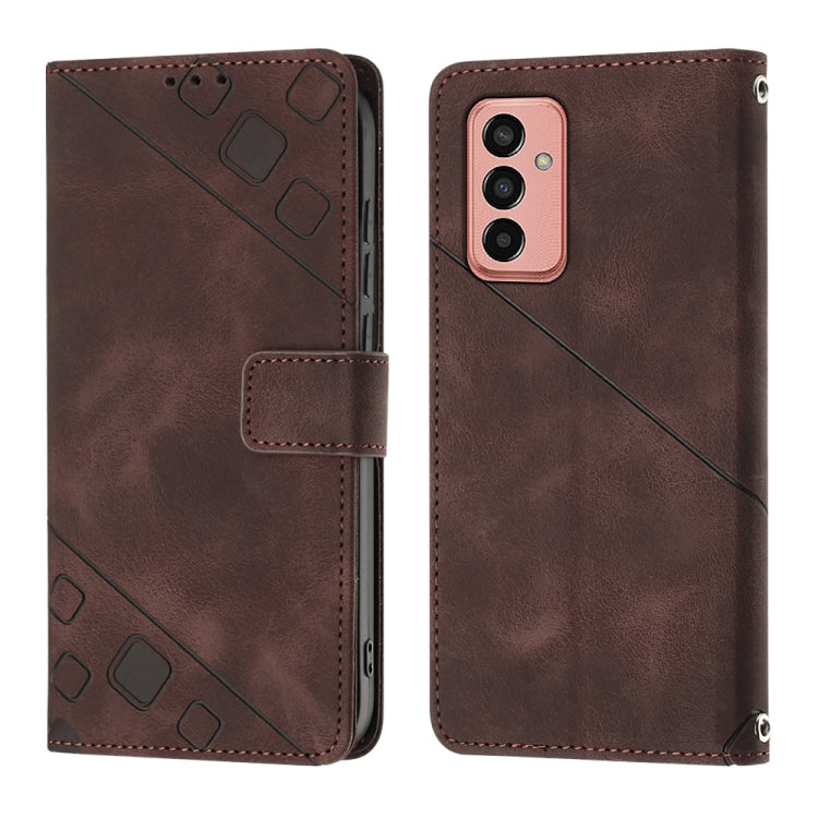 For Samsung Galaxy M13 Global Skin-feel Embossed Leather Phone Case